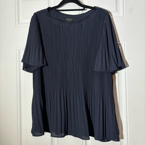 Ann Taylor Tops - Ann Taylor Navy Blue Pleated Lightweight Blouse, Size Medium
